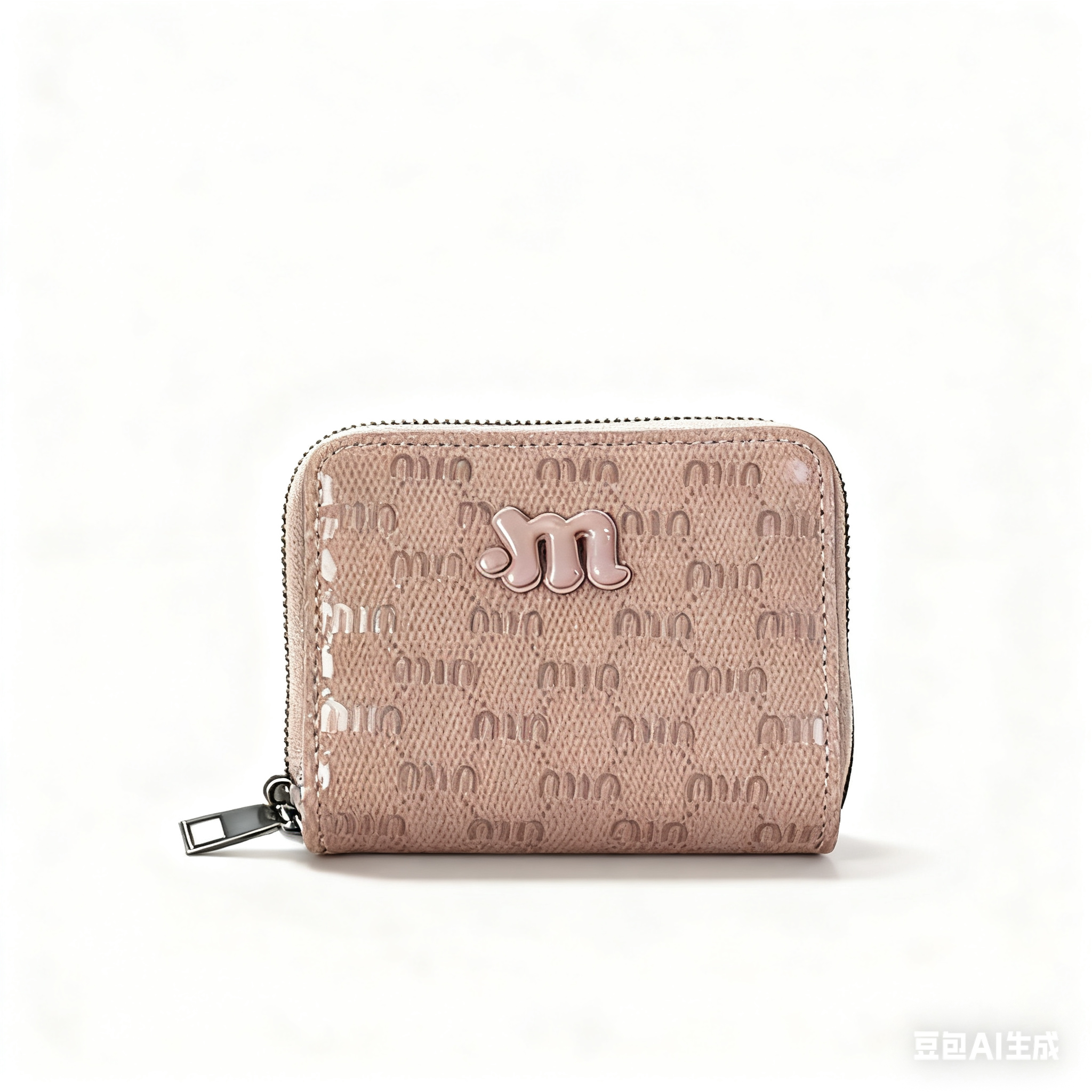 craftertale pink embossed "m" logo mini coin purse, minimalist fashion short zipper wallet craftertale pink embossed "m" logo mini coin purse, minimalist fashion short zipper wallet
