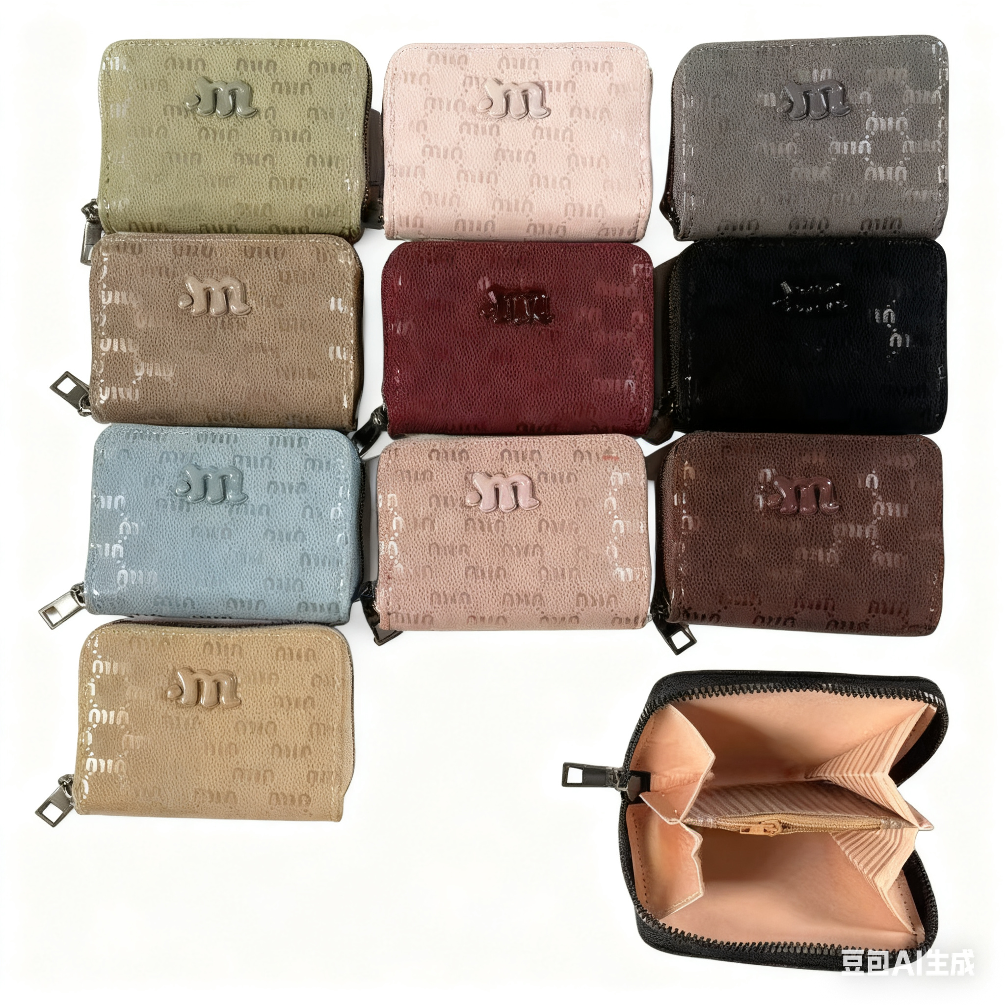 craftertale pink embossed "m" logo mini coin purse, minimalist fashion short zipper wallet craftertale pink embossed "m" logo mini coin purse, minimalist fashion short zipper wallet